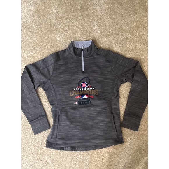 Majestic Therma Base Chicago Cubs 2016 World Series 1/4 Zip Sweatshirt Size M - Picture 1 of 4